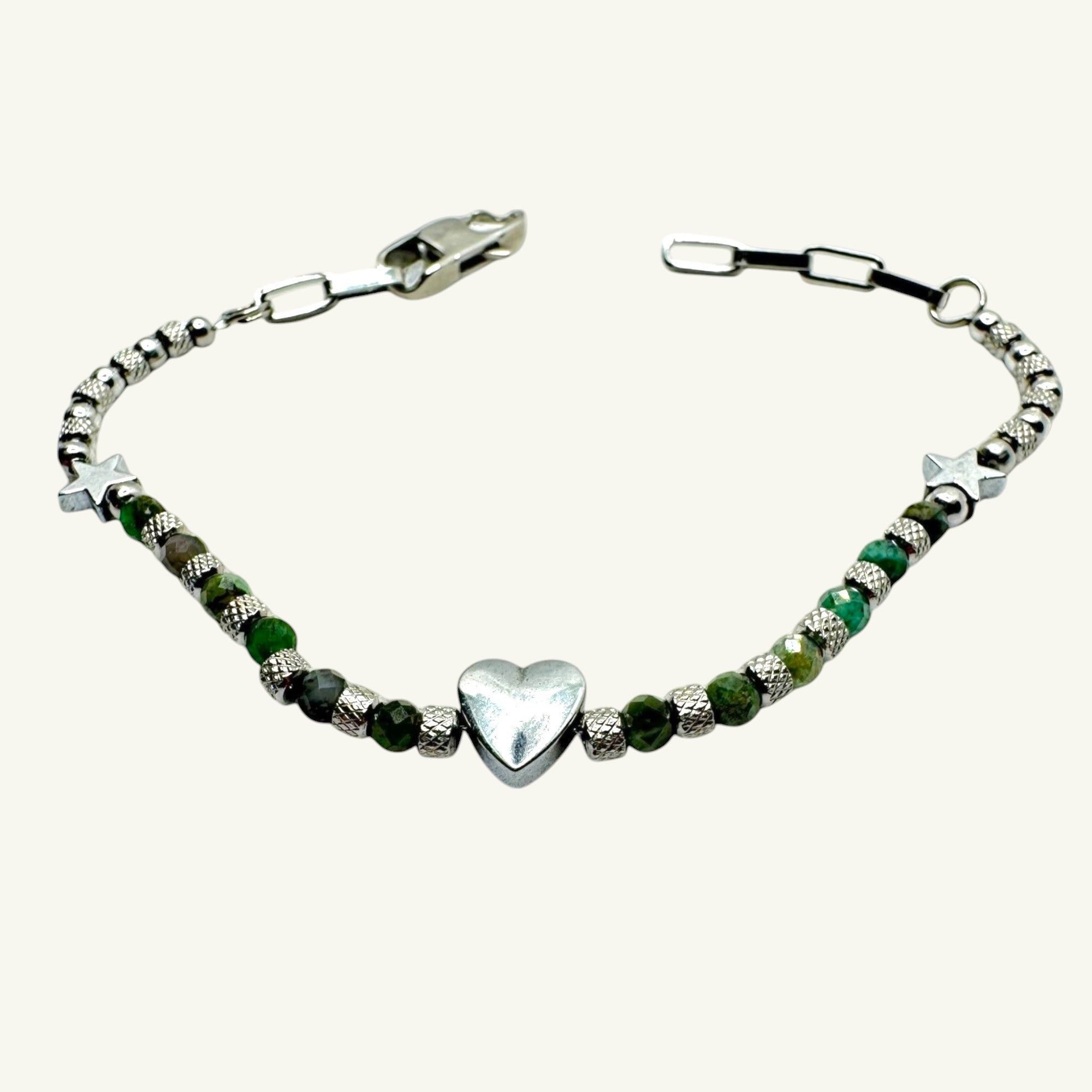 Bracciale smeraldo con cuore e stelle Sharifa Crystals